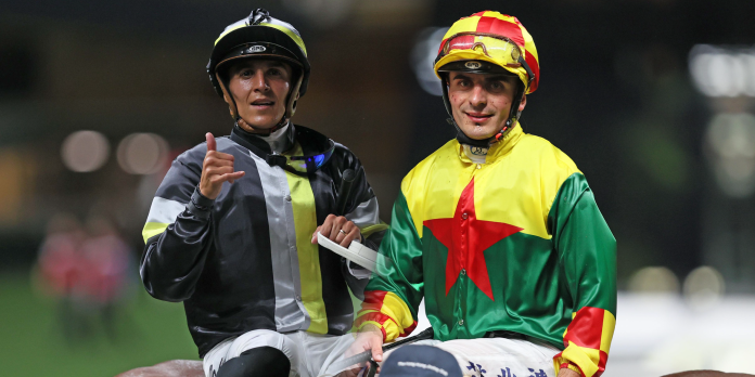 Jockey Keagan De Melo and Andrea Atzeni broke through for all-important wins at Happy Valley on Wednesday night. Photo: HKJC