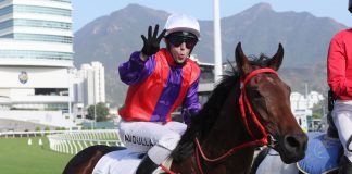 Brenton Avdulla celebrates his first four-timer in Hong Kong.