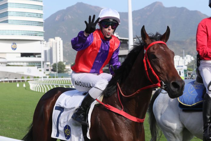 Brenton Avdulla celebrates his first four-timer in Hong Kong.