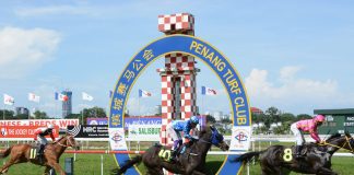 Penang Turf Club racing action.