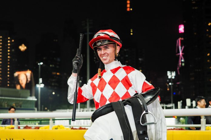 Ben Thompson celebrates his Hong Kong breakthrough.