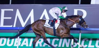 Guns And Glory staked a claim for a spot in the G2 UAE Derby on Dubai World Cup day with an emphatic win on the final night of the Dubai Racing Carnival.