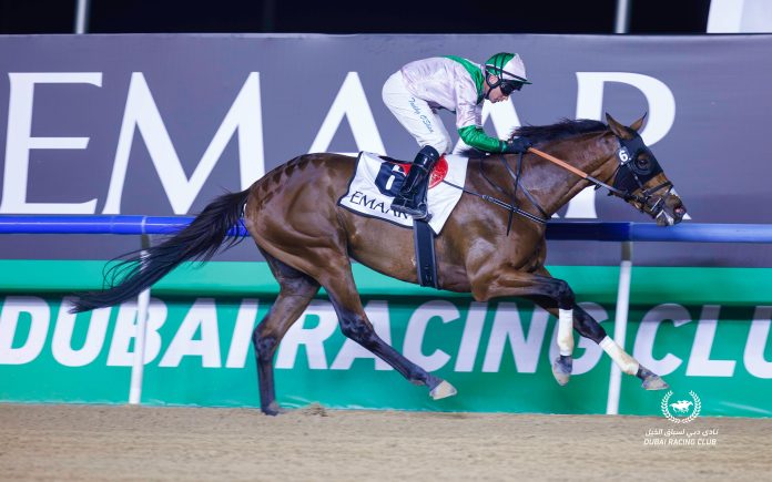 Guns And Glory staked a claim for a spot in the G2 UAE Derby on Dubai World Cup day with an emphatic win on the final night of the Dubai Racing Carnival.