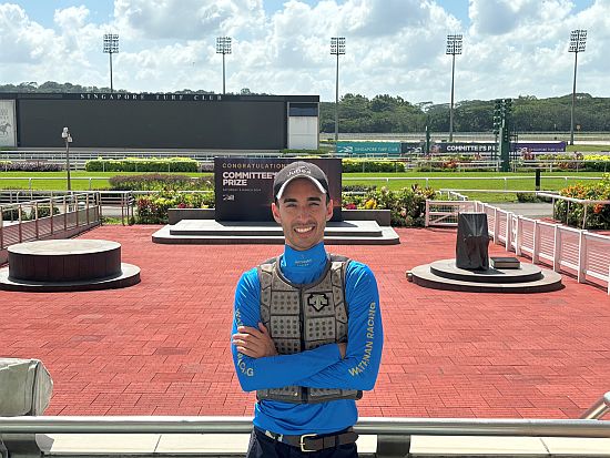 Brazilian jockey Carlos Henrique soaks up the Kranji atmosphere on Thursday morning at his maiden visit to the Lion City.