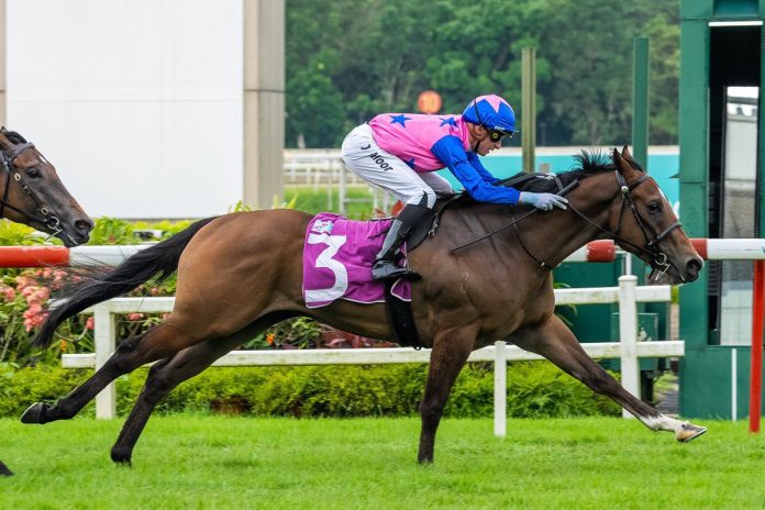 Greatham Boy (Daniel Moor) is looking for back-to-back wins in the Group 3 Singapore Three-Year-Old Sprint.