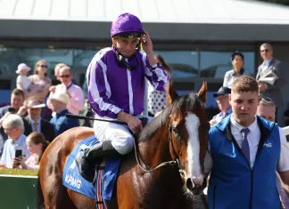 Diego Velazquez and Ryan Moore at Leopardstown (PA)