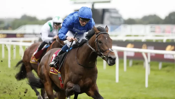 Ancient Wisdom ridden by jockey William Buick on their way to winning the Kameko Futurity Trophy Stakes at Doncaster Racecourse. Picture date: Saturday October 28, 2023.